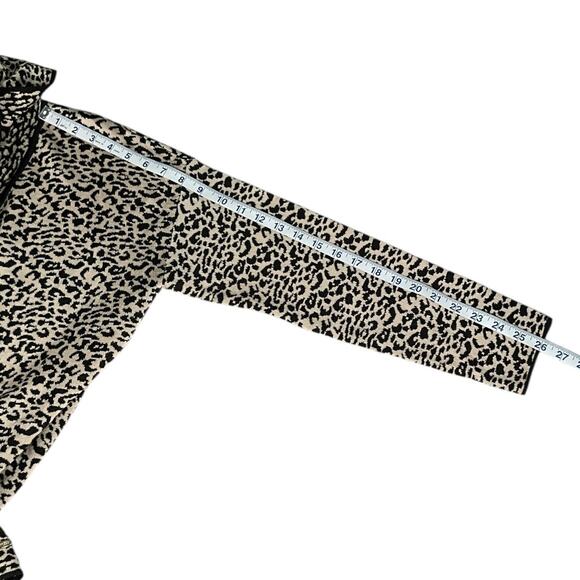 Calvin Klein Cowl Neck Tunic Sweater Medium Black Camel Cheetah Leopard Print - Picture 9 of 10